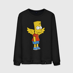 Свитшот хлопковый мужской Барт Симпсон - единорог, цвет: черный