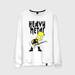 Свитшот хлопковый мужской Барт Симпсон - heavy metal, цвет: белый