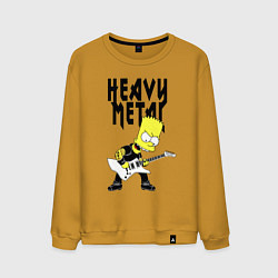 Свитшот хлопковый мужской Барт Симпсон - heavy metal, цвет: горчичный