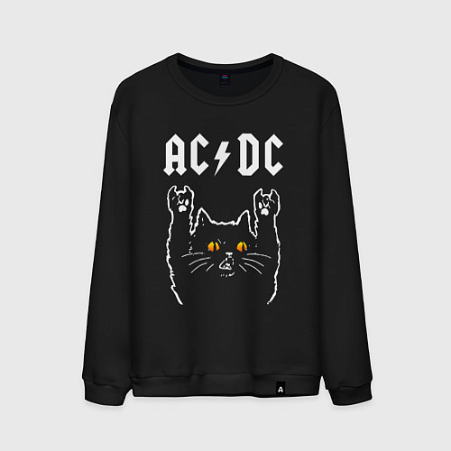 Мужской свитшот AC DC rock cat / Черный – фото 1