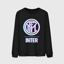 Свитшот хлопковый мужской Inter FC в стиле glitch, цвет: черный