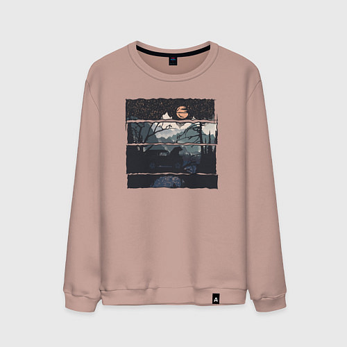 Мужской свитшот Внедорожник и медведь / Пыльно-розовый – фото 1