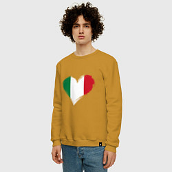 Свитшот хлопковый мужской Сердце - Италия, цвет: горчичный — фото 2