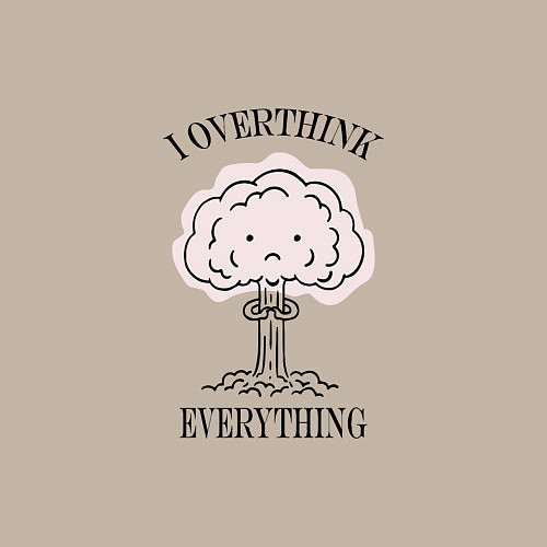 Мужской свитшот I Overthink Everything / Миндальный – фото 3