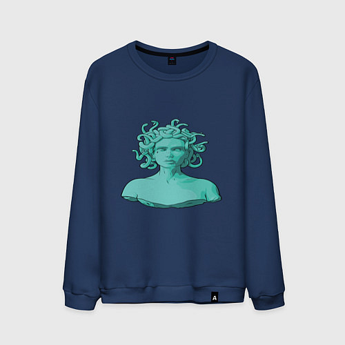 Мужской свитшот Девушка со змеями / Тёмно-синий – фото 1