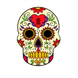 Свитшот хлопковый мужской Череп с замочком, с подсолнухами и цветами, цвет: белый — фото 2