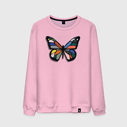 Свитшот хлопковый мужской Графичная бабочка, цвет: светло-розовый