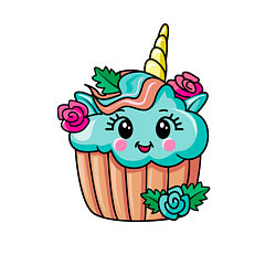 Свитшот хлопковый мужской Пирожное-единорог, цвет: белый — фото 2