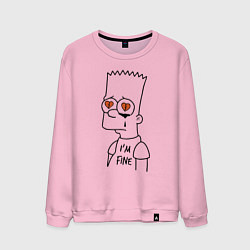 Свитшот хлопковый мужской Im fine - Bart Simpson, цвет: светло-розовый