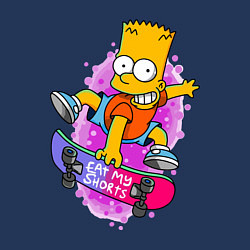 Свитшот хлопковый мужской Барт Симпсон на скейтборде - Eat my shorts!, цвет: тёмно-синий — фото 2