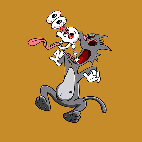 Мужской свитшот У Царапки вывалился череп и глаза / Горчичный – фото 3