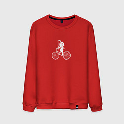 Свитшот хлопковый мужской По космосу на велосипеде, цвет: красный