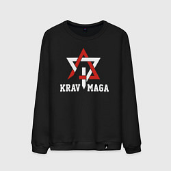 Свитшот хлопковый мужской Krav-maga national wrestling emblem, цвет: черный