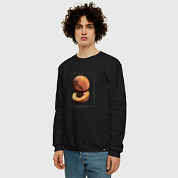 Свитшот хлопковый мужской Планета Марс персик в разрезе, цвет: черный — фото 2