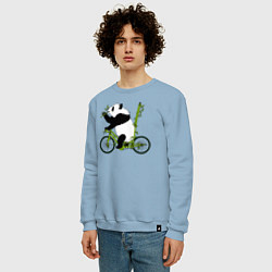 Свитшот хлопковый мужской Панда на велосипеде с бамбуком, цвет: мягкое небо — фото 2