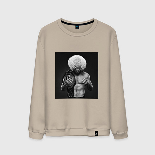 Мужской свитшот Хабиб Нурмагомедов чемпион / Миндальный – фото 1