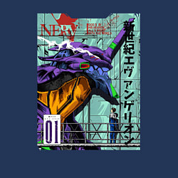 Свитшот хлопковый мужской EVA 01 Poster - Evangelion, цвет: тёмно-синий — фото 2