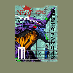 Свитшот хлопковый мужской EVA 01 Poster - Evangelion, цвет: авокадо — фото 2
