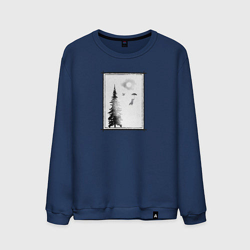 Мужской свитшот Лисье путешествие / Тёмно-синий – фото 1