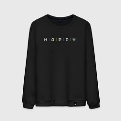Свитшот хлопковый мужской Happy Man, цвет: черный