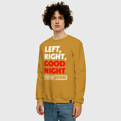 Свитшот хлопковый мужской Left righte good night, цвет: горчичный — фото 2