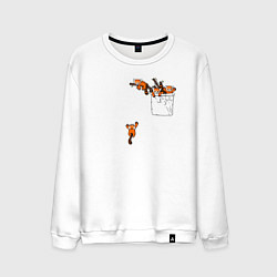 Свитшот хлопковый мужской Красные панды в кармане, цвет: белый