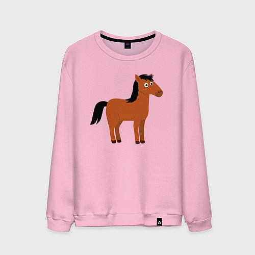 Мужской свитшот Забавная лошадь / Светло-розовый – фото 1