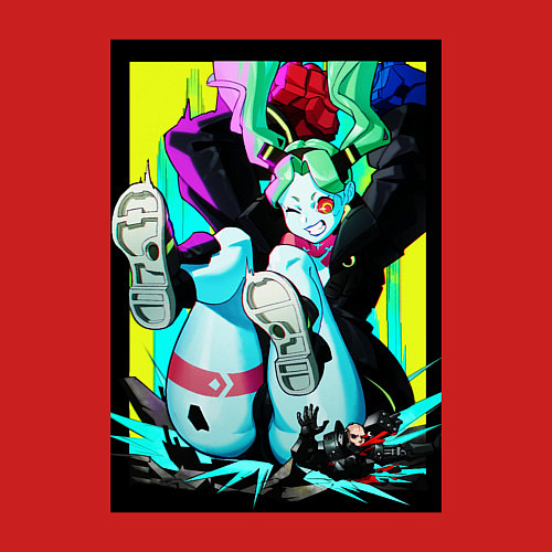 Мужской свитшот Ребекка давит - Киберпанк аниме / Красный – фото 3