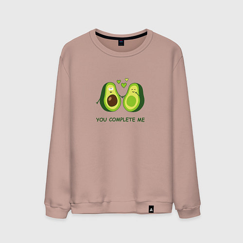Мужской свитшот Влюбленные авокадо Милые авокадики / Пыльно-розовый – фото 1