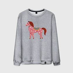 Свитшот хлопковый мужской Красочная лошадка, цвет: меланж