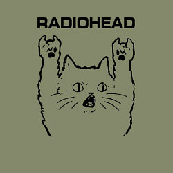 Свитшот хлопковый мужской Radiohead - rock cat, цвет: авокадо — фото 2