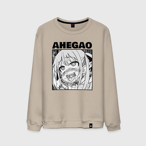 Мужской свитшот Ахегао - девушка / Миндальный – фото 1