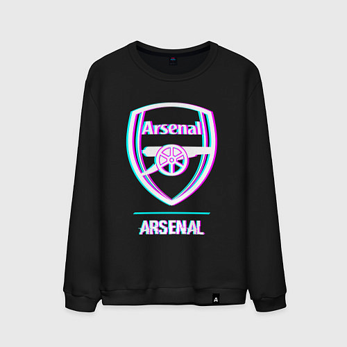 Мужской свитшот Arsenal FC в стиле glitch / Черный – фото 1