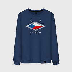 Свитшот хлопковый мужской Флаг Чехии хоккей, цвет: тёмно-синий