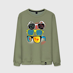 Свитшот хлопковый мужской Поп арт очки, цвет: авокадо