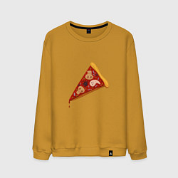 Свитшот хлопковый мужской Пицца на хэллоуин, цвет: горчичный