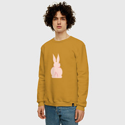 Свитшот хлопковый мужской Розовый кролик, цвет: горчичный — фото 2