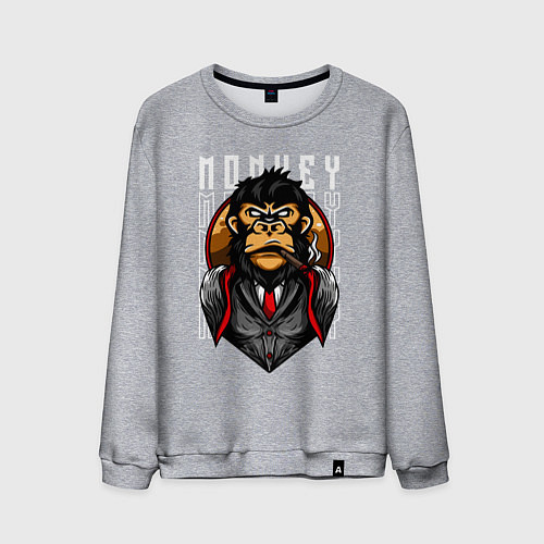 Мужской свитшот Обезьяна в костюме / Меланж – фото 1
