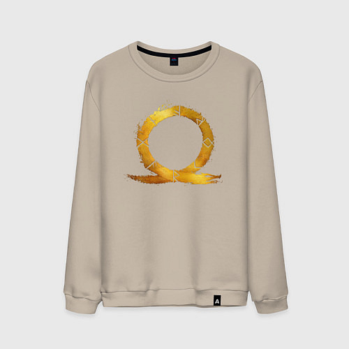 Мужской свитшот Golden logo GoW Ragnarok / Миндальный – фото 1