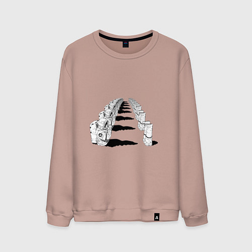 Мужской свитшот Человек бензопила - Космонавты / Пыльно-розовый – фото 1
