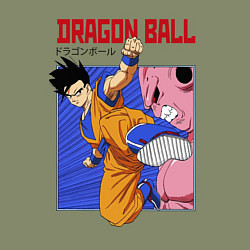 Свитшот хлопковый мужской Dragon Ball - Сон Гоку - Удар, цвет: авокадо — фото 2