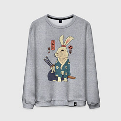 Свитшот хлопковый мужской Кролик самурай с мечом, цвет: меланж