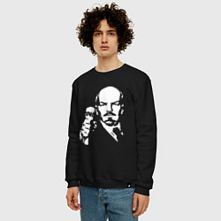 Свитшот хлопковый мужской Ленин с Правдой цвета черный — фото 2
