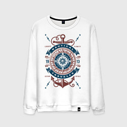 Свитшот хлопковый мужской Морской путешественник, цвет: белый