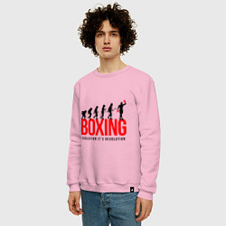 Свитшот хлопковый мужской Boxing evolution, цвет: светло-розовый — фото 2