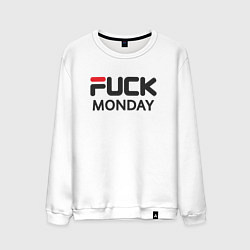 Свитшот хлопковый мужской Fuck monday, anti-brand, fila, цвет: белый