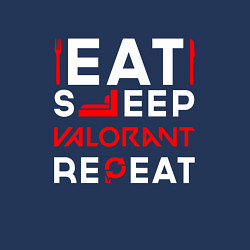 Свитшот хлопковый мужской Надпись eat sleep Valorant repeat, цвет: тёмно-синий — фото 2