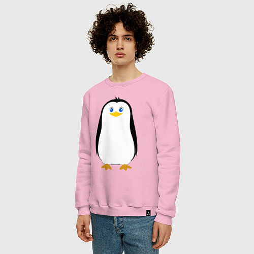 Мужской свитшот Красивый пингвин / Светло-розовый – фото 3