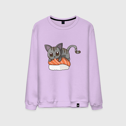 Мужской свитшот Sushi cat / Лаванда – фото 1