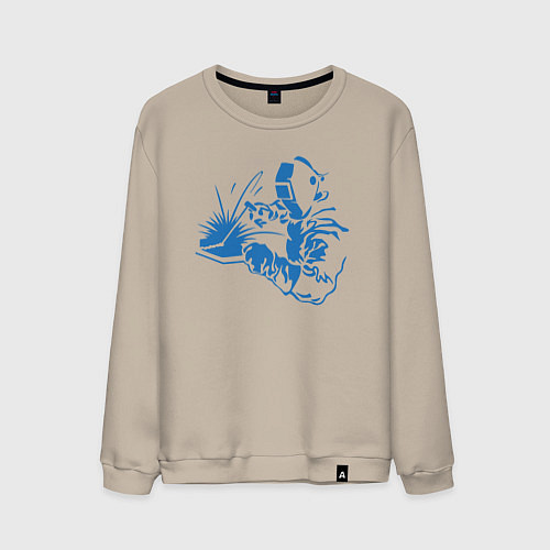 Мужской свитшот Силуэт сварщика / Миндальный – фото 1